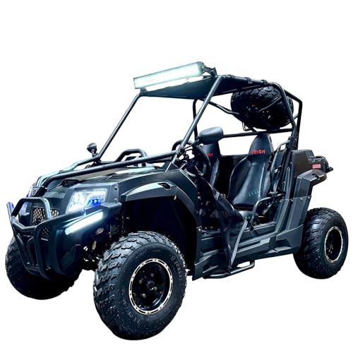 Armored UTV SSR 170RS Utility Vehicle 2-Seater 200cc Automatic + Reverse with Cargo Bed LED Headlights Spare Wheel DF200GKV Work Truck Backyard Use On The Farm (Black)