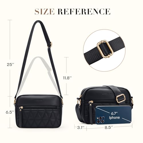 Missnine Small Crossbody Purse Women Quilted Crossbody Bags Soft Leather Shoulder Handbags with Adjustable Strap (Quilted-Khaki, Small) - Thumbnail 3