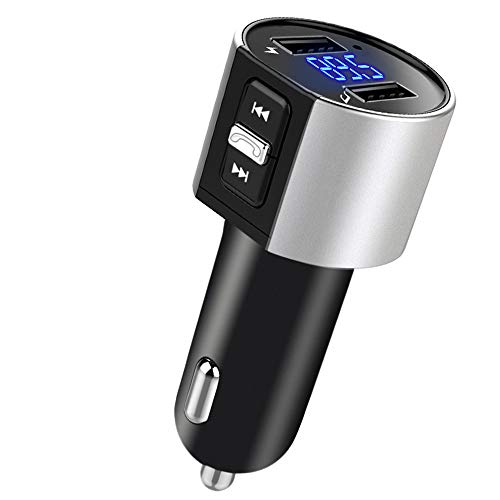 Car Charger, Bluetooth BT FM Transmitter Bluetooth Receiver with Microphone, Hands -Free Calling, 3.4A Dual USB Ports for iPhone,Samsung and Android,Supports Call Number Announcement,Last Call Redial