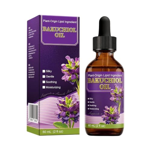 Aceite de Bakuchiol Orgánico Prensado en Frío Para La Cara, Con Jojoba Y Vita-Min E, 60 Ml, Aceite Hidratante Y Reafirmante Antienvejecimiento Cuidado de la Piel Radiante, Hidratante Profundo