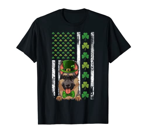 Irish American Flag Vintage German Shepherd St PATRICK'S DAY T-Shirt