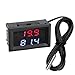 Battery Voltage Meter, DROK DC 5V-80V Car Thermometer Voltmeter, 12V 24V 36V 48V 60V 72V 80V LED Auto Temperature Gauge Volt Temp Tester Fahrenheit Display Panel with 1 Meter Sensor Probe