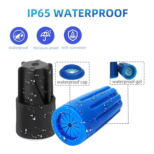 60PCS Waterproof Outdoor Wire Electrical Connectors,Sealant Twist Nuts Caps Cable Terminal Connector Gel for Landscape Light, Building Application, Wet Location Installation, 22AWG-12AWG, Black&Blue
