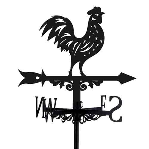 beinkmake 3D Rooster Weathervane Metal Wind Vane Weathercock Garden Decoration