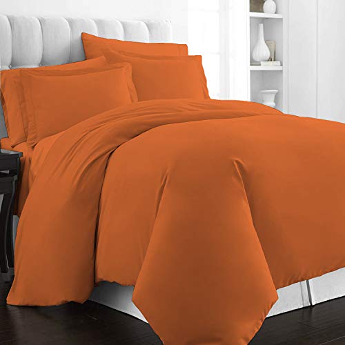 Pizuna 400 Thread Count Cotton Duvet Cover GCC Set Burnt Orange, 100% Long Staple Cotton Quilt Cover Set King Soft & Cosy 240x220 Duvet Cover King Size (100% Cotton 1 Duvet Cover & 2 Pillow Cover)