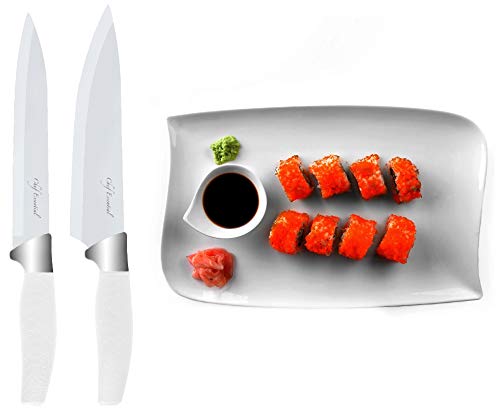 Chef Essential 6 Piece Knife Set With Matching Sheaths, Solid White #TOP1