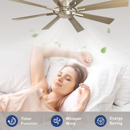 Image of Depuley Ceiling Fan Without Light: 72 Inch Big Indoor Outdoor Fan with Remote APP Control - Large Farmhouse Wood Ceiling Fan no Light 8 Blade Reversible Quiet DC Motor Memory Function Timer