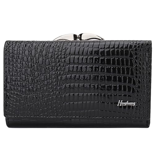 Karoukee Portefeuille Femme en Cuir Verni - Petit Porte-Cartes Anti-RFID avec 8 Fentes, Fenêtre...