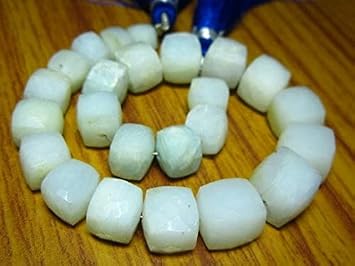 Beads Gemstone Peruvian White Opal Faceted Cube Briolettes- 7 Inch Long Strand -Stones Measure- 6-8mm Code-HIGH-9302