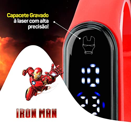 Relógio Digital Kids Prova D'água, Vermelho, Pulseira Silicone Ajustável, Bracelete Infantil Top