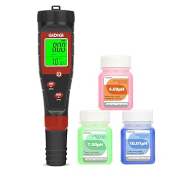 pH Messgerät für Hydrokulturwasser, Digitaler pH Tester für Wasser, TDS Tester EC PPM Test für Pflanzennährstoffe, 4-in-1 Messgerät für Leitfähigkeit, pH Stift für Trinkwasser, DWC, Zimmerpflanzen