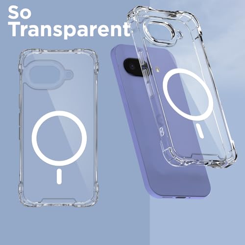 Image of Pikkme Back Cover for Google Pixel 9A Mag-Safe Shockproof PC + TPU | Protective Case Magnetic Support | Bumper Case (Transparent Mag-Safe)