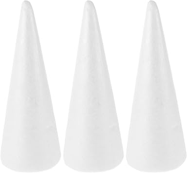 Foam Cones White Cone Crafts Foam Cone Christmas Tree Foam for Christmas Table Centerpiece Wedding Decoration 3PCS, 30CM