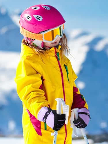 Image of SATINIOR 2 Pairs Kids Waterproof Winter Snow Gloves Ski Gloves for Boy Girl Outdoor Warm Thickening Snowboard