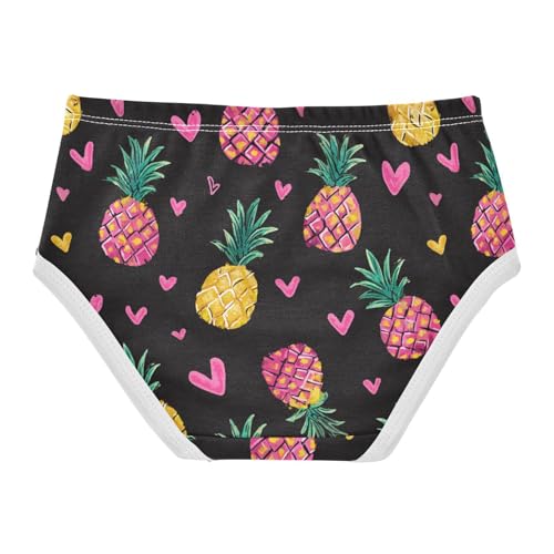Wusikd Cute Pineapples Girls' Underwear Cotton Pink Hearts Black Girls Briefs Soft Toddler Underwear 2T2