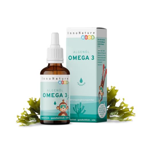 InnoNature Omega 3 Tropfen Kids | natürlich aus der Mikroalge Schizochytrium | 30ml, DHA 127-170mg, EPA 63-84mg | Empfohlen für Kinder ab 4 Jahren