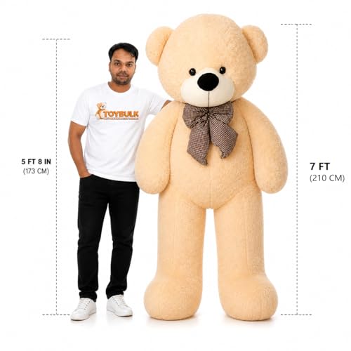Image of Giant 7 Feet Cream Teddy Bear for Girls | Big Size Soft Plush Teddy | Cute Hugging Stuffed Toy Soft Toy for Girlfriend, Wife, Kids | Birthday, Valentine Gift