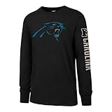 NFL Carolina Panthers Men's OTS Slub Long Sleeve Team Name Distressed Tee, Jet Black, Large