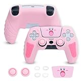 Pink Silicone Grip Case for PlayStation 5 – Anti-Slip Ergonomic Skin with Stylish Design, Durable Protective Shell, Gaming Accessory for Dual Sense