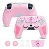 Pink Silicone Grip Case for PlayStation 5 Anti-Slip Ergonomic Skin with Stylish Design, Durable Protective Shell, Gaming Accessory for Dual Sense