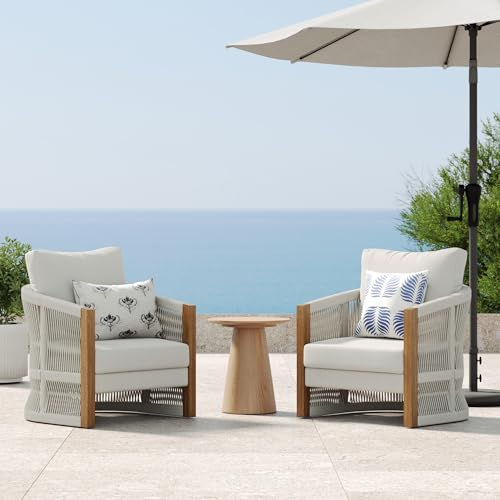 Nathan James Jagger Farmhouse Patio Chair with Cushions, Outdoor Chair for Porch with Solid Acacia Wood Frame and Rope Accent, Outdoor Gray by Nathan James - Image 2