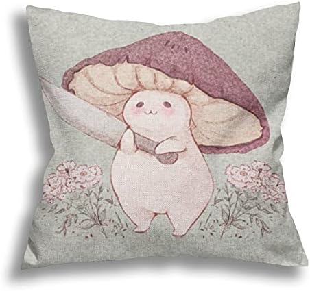 Little Mushroom Throw Pillow Covers Pillowcase Cotton Linen Square Home Decorative Cushion Cover 18×18