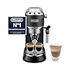 De’Longhi Dedica Style - Perfetto Machine à Expresso Compacte, Mousseur de Lait Manuel pour Expresso et Cappuccino, Compatible Dosettes ESE, Panneau de Commande à Boutons, Largeur 15cm, Noir(EC685.BK)
