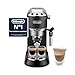 De’Longhi Dedica Style - Perfetto Machine à Expresso Compacte, Mousseur de Lait Manuel pour Expresso et Cappuccino, Compatible Dosettes ESE, Panneau de Commande à Boutons, Largeur 15cm, Noir(EC685.BK)