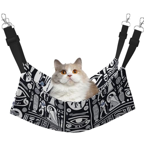 Vortithora Hieroglyphics-All-See-Eye-Egypt Velvet Pet Cat Hammock, Comfortable Hanging Pet Bed