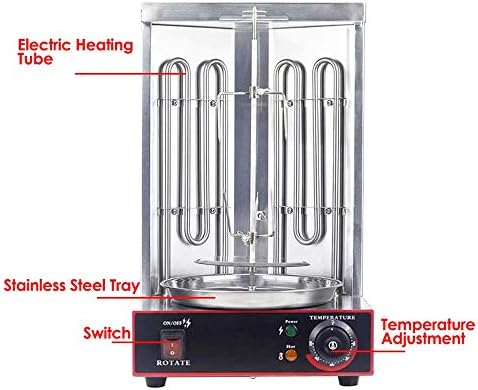 Electric Kebab Machine, Electric Vertical Broiler Shawarma Doner Kebab Gyro Grill Machine, Rotisserie Oven with Temperature Adjustment Switch, 50-300
