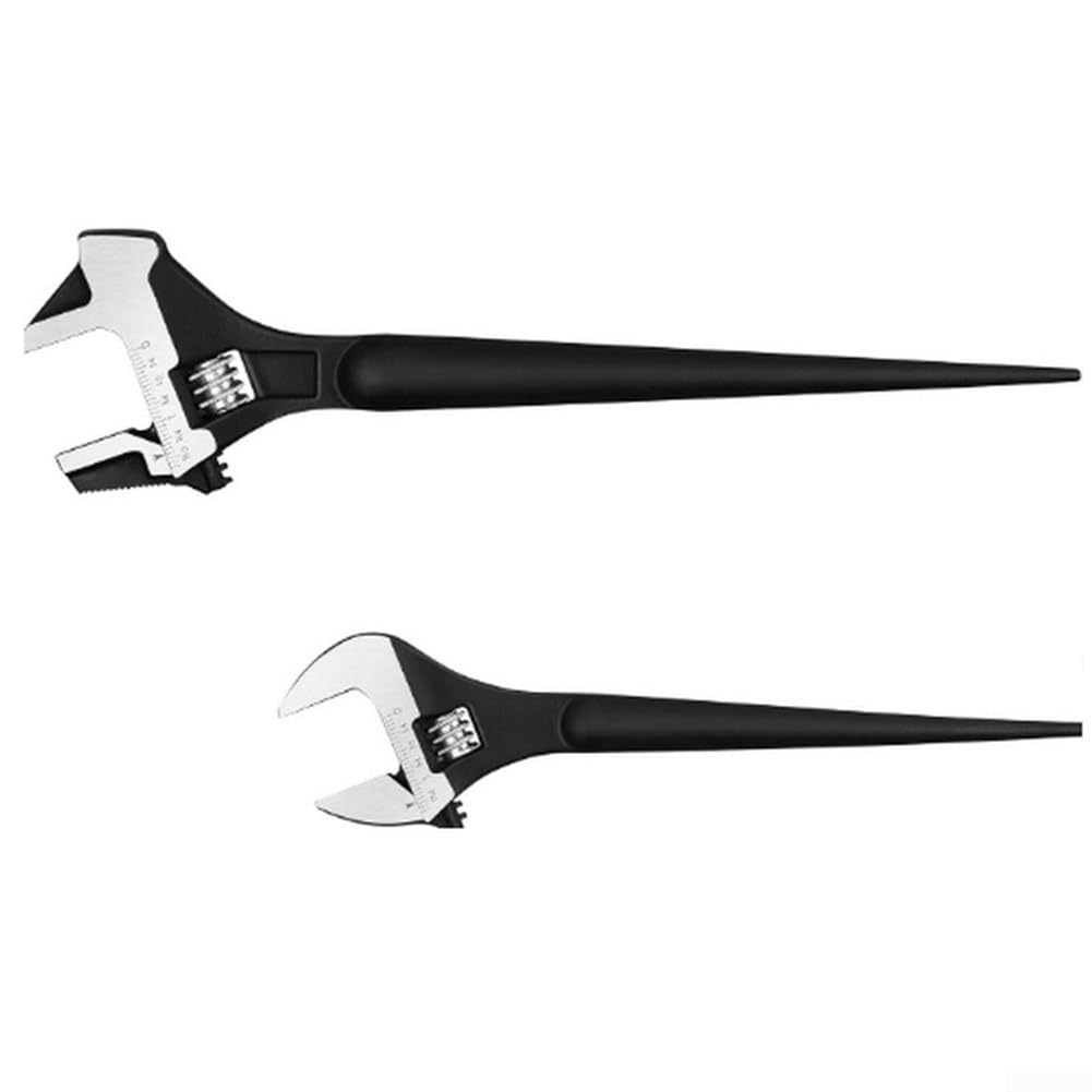 Set di 2 chiavi inglesi regolabili, 30,5 cm e 40,6 cm, con ganasce reversibili, colore nero, per chiave a punta conica in acciaio CR-V