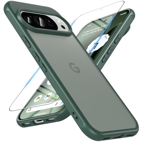 Coque Google Pixel 10 Pro avec protection d'écran intégrée antichoc militaire vert mat