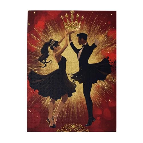Puzzle de Madera Elegant Ballroom Dancer Duo de 500 piezas para Adultos, Arte con Corona Regal y Purpurina, Ideal para Decoración y Entusiastas de la Danza miniatura 1