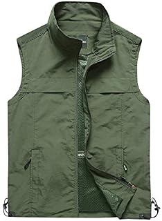Gihuo Men's Lightweight Quick Dry Outdoor Multi Pockets Fishing Vest (Medium, Style3-Army Green)