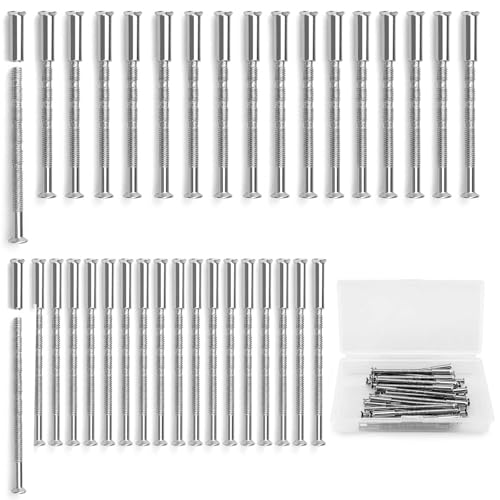 36 piezas Tornillos de fijación y mangas de la manija de la puerta M3,M4 Níquel Universal conexión de pernos de conexión longitud ajustable, para fijar manijas de la puerta Cajones de gabinetes huecos