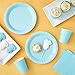 Juvale Light Blue Paper Plates & Cups Set - 9-In Plates, 6.7-Oz Cups & 13-In 2-Ply Napkins, 72-Pc Serves 24 - Disposable Party Supplies for Birthday & Baby Shower