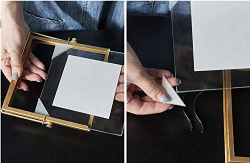 Leoyoubei Gold Floating Glass Frame,Hand-Made,Vintage Style And Real Glass Photo Frame Collection Metal Geometric Picture Frame,Double Glass,Metal Floating Desk Frame 4X4,Can Also Put 5X5 Photo #TOP23