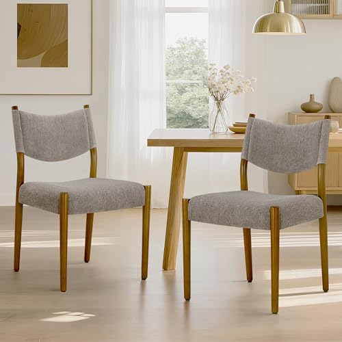 KISLOT Upholstered Dining Chairs Set of 2, Solid Wood Armless Kitchen Chairs with Soft Polyester Fabric, 18.9" Seat Height, Modern Dining Room Seating, 300 lbs Capacity, Brown by KISLOT - Used condition - US$64.27