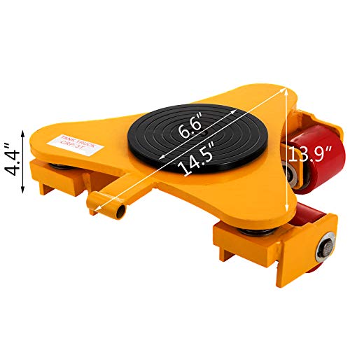 OrangeA Industrial Machinery Mover 6600Lbs Capacity Machinery Mover Skates 3 Swivel Rollers 360 Degree Rotation Machinery Mover Dolly for Transporting (3 T)