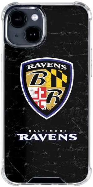 Skinit Clear Phone Case Compatible with iPhone 15 Plus - Officially Licensed NFL Baltimore Ravens - Alternate Distressed Design
