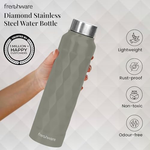 Image of Frenchware Water Bottle (1 Litre, Premium Stainless Steel, Slate Grey) Bottle for Fridge, School, Outdoor, Gym, Home and Office, Scratch-Resistant, Rust Free, Non-Toxic, Easy-to-Clean