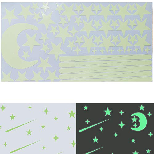 Sohapy Glowing in The Dark Wall Stickers Glowing Stars and Moon Stickers for Ceiling Decor, Wall Decal Stickers, Shining Wall Decoration for Kids Bedroom, Bright and Realistic (Type-A)