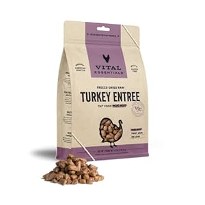 Vital Essentials Freeze Dried Raw Cat Food, Turkey Mini Nibs Entree, 12 oz