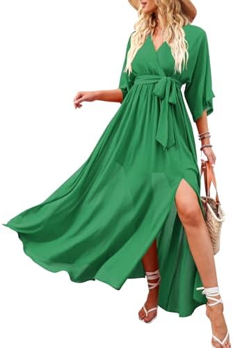 ANRABESS Womens Boho Floral Wedding Guest Maxi Dress