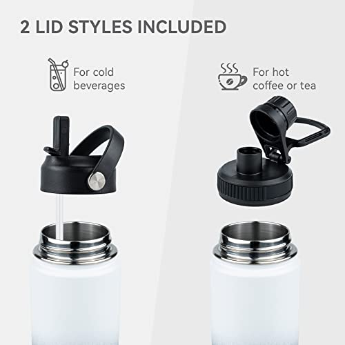 Kerilyn 18 Oz Insulated Water Bottle With Straw, Stainless Steel, Vacuum Double Walled Leak Proof Sports Water Cups Flask With 2 Lids (Straw, Spout), Sweat-Proof Bpa-Free, White Gradient #TOP4