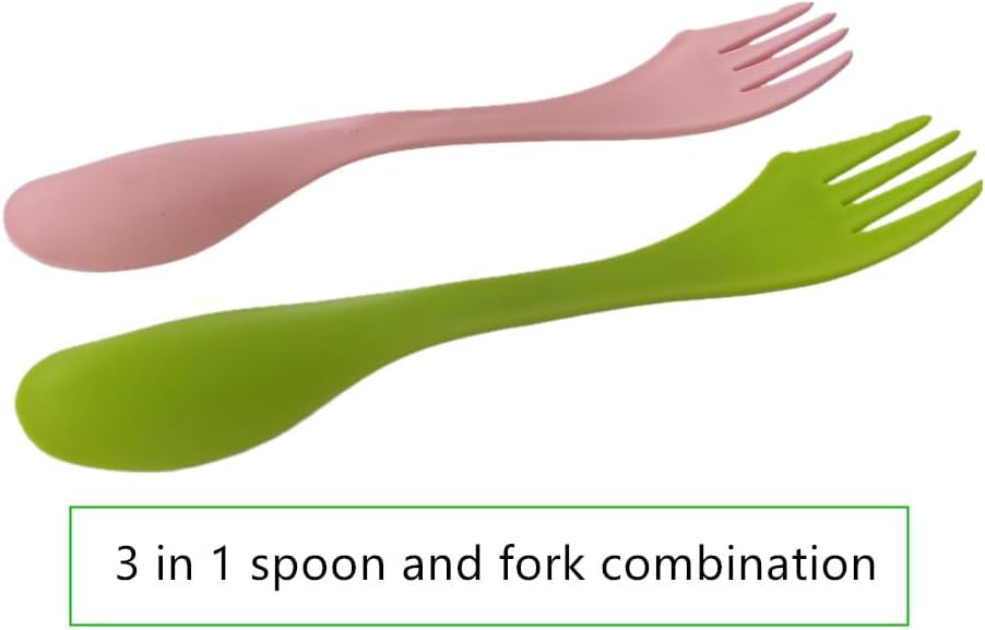 12 Pack Colorful Plastic Sporks 3 in 1 Camping Spoon Fork Knife, Utensil Outdoor Travel Fork Knife Flatware for Backpacking Hiking Picnic, 6 Colors