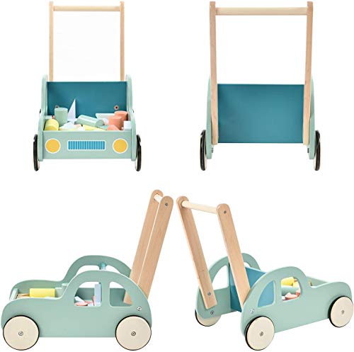 Labebe Kids Push And Pull Activity Walker Wooden Baby Walker Toy For Boys/Girls With 54 Wooden Blocks, Toddler Sit To Stand Walking Wagon 12M+ #TOP6