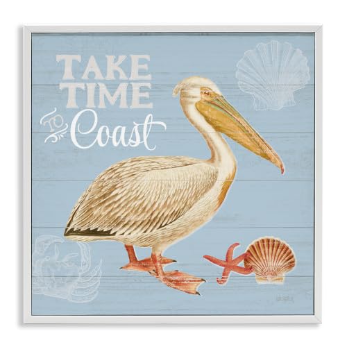 Nautical Pelican Beach Bird Humor, 17 x 17 Inch Framed Giclée Print