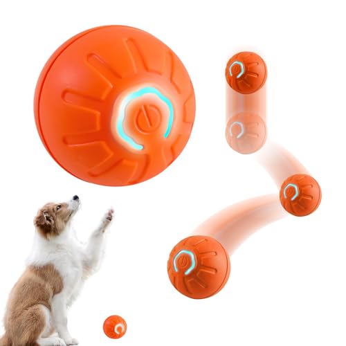 YOAOSER Interactive Dog Ball, Automatic Active Rolling Balls for Small Medium Dogs Cats,Electric Smart Self-Moving Dog Toys, Automatic Bouncing and Self-Rolling Ball for Puppy/Small/Medium (orange)