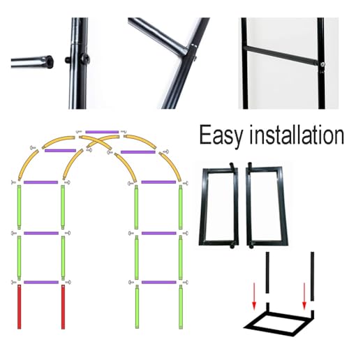 Arche de jardin en métal avec base stable, support noir résistant aux fleurs - 8